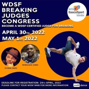 WDSF Breaking Judges Congress April 30 May 2 2022 world dancesport federation dancesport sa